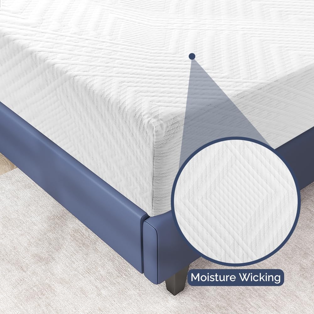 IULULU Full Size Mattress, 6-Inch Full Memory Foam Mattress - Green Tea Gel Infused, Medium-Firm for Cool Sleep and Pressure Relief Bunk Trundle Bed in a Box, CertiPUR-US Certified, White IULULU