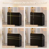 AHB Reception Desk with Counter, Modern Front Table Equipped Lockers & Storage Shelves, 48-inch Checkout Counter with DIY Stripe for Lobbies, Salons, Retail, Home Offices, Reception Room AHB