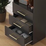 Winkalon 71“H Black Bookshelf with LED Light, Bookcase and Bookshelf with Drawers, Tall Bookcase Tall Storage Cabinet 3-Tier Open Shelves for Home Office Living Room Bedroom Winkalon