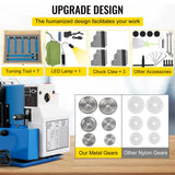 VEVOR Mini Metal Lathe, 7"x14", 550W Variable Speed 2250 RPM Metal Lathe, with 3-jaw Chuck Mini Lathe Machine Benchtop Metal Lathe Digital Display for Metal Turning VEVOR