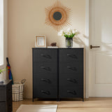 DUMOS 4 Drawers Dresser for Bedroom, Chest of Drawers, Closet Storage with 4 Drawers, Cloth Dresser Clothes Organizers Tower with Fabric Bins, Metal Frame, Wood Tabletop DUMOS