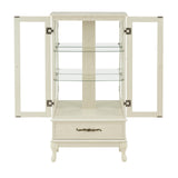 nifoti 51" H Lighted Curio Cabinet Display Case, Glass Curio Cabinet with Adjustable Shelves,Tempered Glass Door and Drawer, Wooden Cabinets w/Mirrored Back Pane for Living Room (Antique White) nifoti