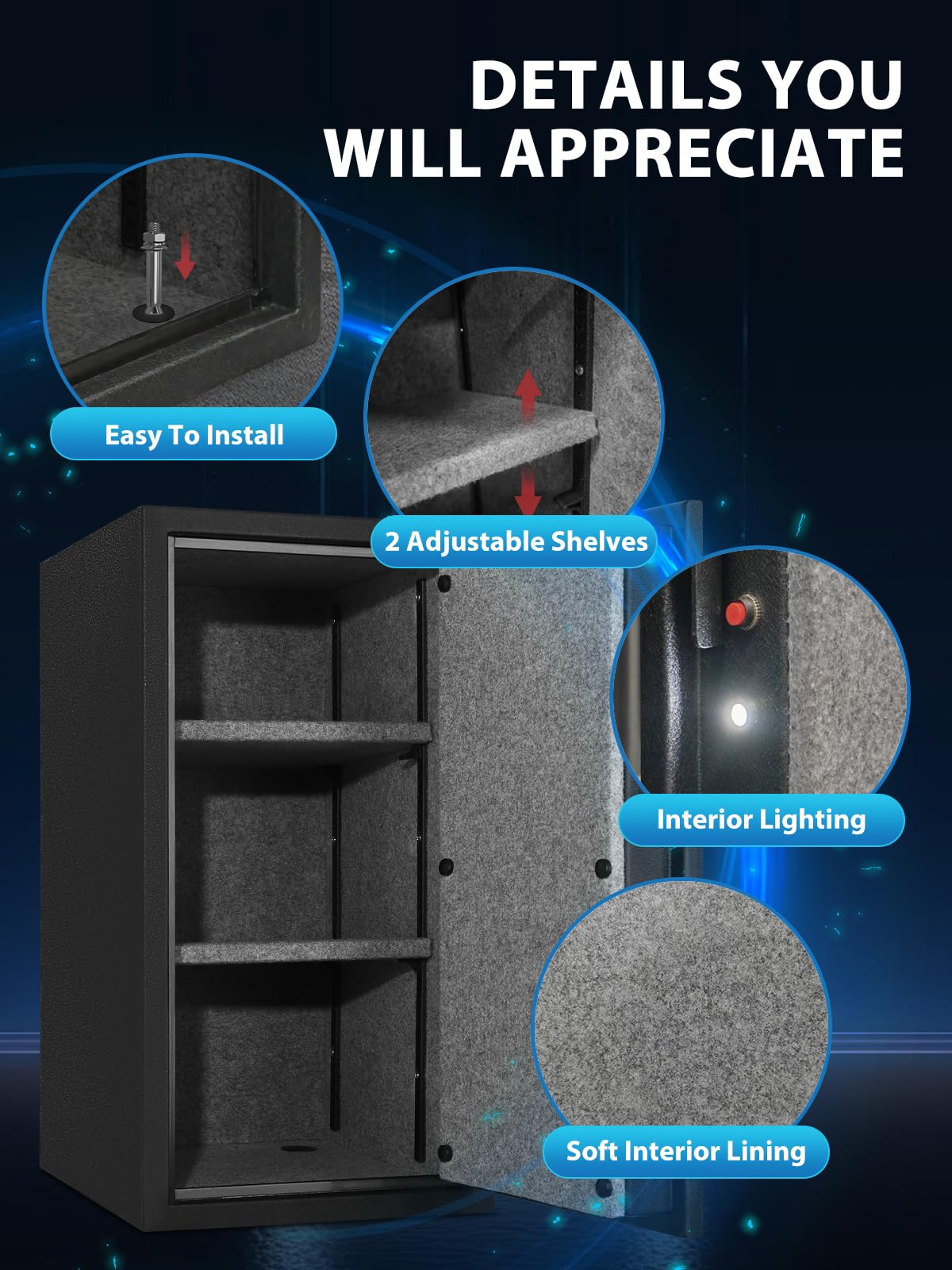 TIGERKING Biometric Fingerprint Fireproof Safe for Home Office, 3.47 Cu Ft Solid Steel Security Safe with Removable Shelf, Stores 29 Fingerprints, 30 Min Fire Protection, Anti-Theft Digital Safe TIGERKING