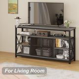 BON AUGURE Tall TV Stand for TVs up to 65 Inch, Industrial Entertainment Center with Storage Cabinet, Rustic Wood Media Console Table for Living Room and Bedroom (32 Inch High, Grey Oak) BON AUGURE