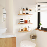 Greenual 3 Packs Floating Shelves for Wall, Nature Wood Wall Shelf, 16" Wall Mounted Floating Shelf for Kitchen, Living Room, Bedroom, Bathroom Storage, Book Shelf for Wall Home Decor, Frame Display Greenual