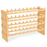 Domax Wine Rack Freestanding Floor - 36 Wine Bottle Holder, Large Stackable Wooden Storage Racks for Inside Cabinet and Countertop (Yellow) Domax