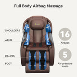 Real Relax Favor-06 Brown and Black Full Body Zero Gravity SL-Track Shiatsu Massage Chair Recliner with Heat, Bluetooth Foot Roller, 3D Massage, Airbag Massage, App & Remote Control Real Relax