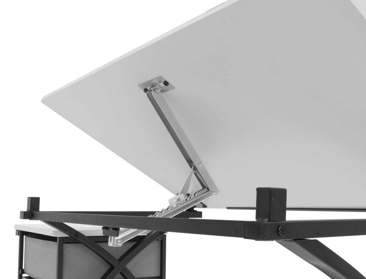 SD STUDIO DESIGNS 2 Piece Comet Center Plus, Craft Table and Matching Stool Set with Storage and Adjustable Top, Black/White, 50x23.75x29.5 inches SD STUDIO DESIGNS