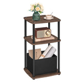 SONGMICS HOME Side Table, 3-Tier Nightstand with Storage, End Table with Fabric Basket, for Bedroom, Living Room, Steel Frame, Superfast Toolless Assembly, Modern, Ebony Walnut ULET286K01 SONGMICS HOME