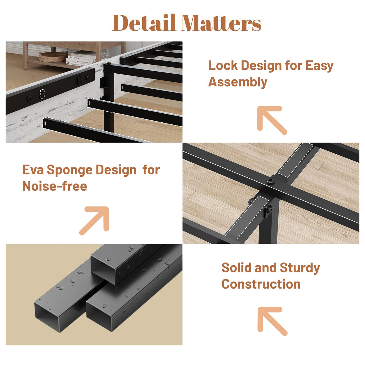 FSTAR King Size Wooden Farmhouse Bed Frame with Headboard, Boho Platform Bedframe with Charging Station & Led Lights, Heavy Duty Metal Slats, Noise Free, No Box Spring Needed, White FSTAR