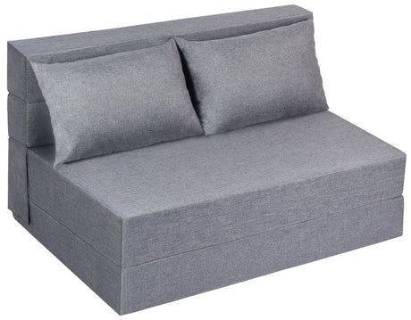 Fvkind Folding Sofa Bed Twin Size, Foldable Sleeper Chair with 2 Pillows, Convertible Futon Sofa Bed with Washable Cover, Fold Out Couch for Living Room, Dorm, Guest Room, Standard Size, Light Grey Fvkind