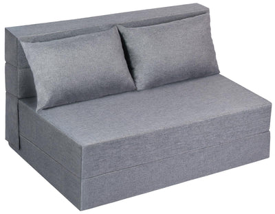 Fvkind Folding Sofa Bed Twin Size, Foldable Sleeper Chair with 2 Pillows, Convertible Futon Sofa Bed with Washable Cover, Fold Out Couch for Living Room, Dorm, Guest Room, Standard Size, Light Grey