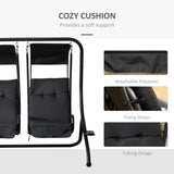 Outsunny Patio Swing Chair with 2 Separate Seats, Outdoor Swing Glider with Removable Canopy and Cup Holders, for Porch, Garden, Poolside, Backyard, Black Outsunny