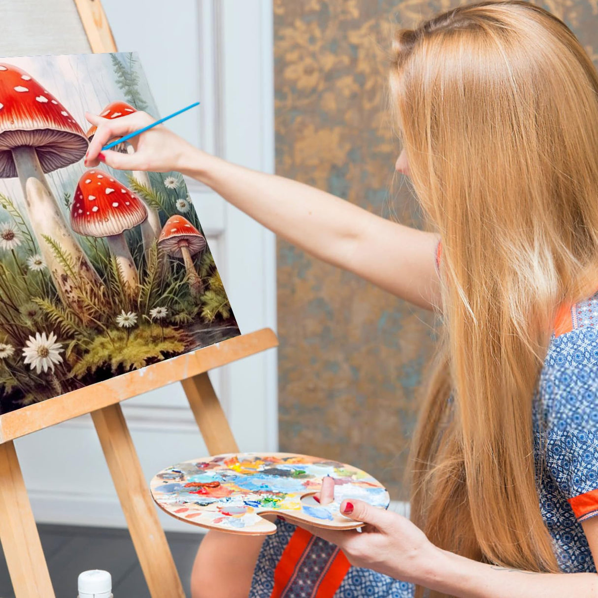 Paint by Numbers Kit for Adults Rolled Canvas - 16x20 Inch Mushroom Adult Paint by Number Kits on Canvas for Beginners, DIY Mushroom Acrylic Oil Number Painting Kits with Gift Box for Decor Gift Offito