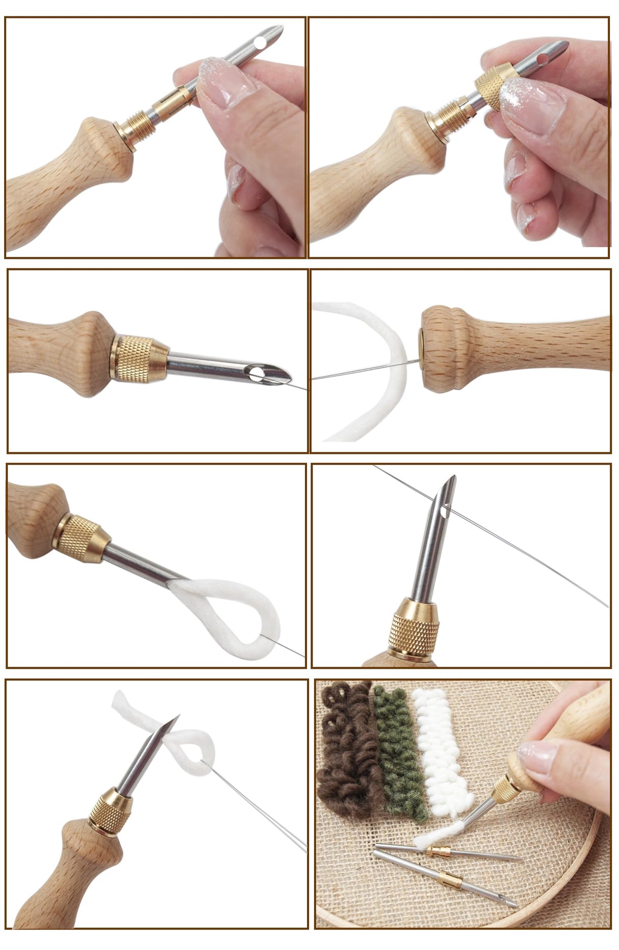 Lampstop Punch Needle Kit 1.6mm-2mm-2.5mm-3.5mm-5mm Metal Tubes Wooden Punch Needle Tool for Beginner Embroidery Floss Cross Stitching Lampstop