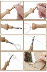 Lampstop Punch Needle Kit 1.6mm-2mm-2.5mm-3.5mm-5mm Metal Tubes Wooden Punch Needle Tool for Beginner Embroidery Floss Cross Stitching Lampstop