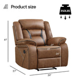 EBELLO Manual Recliner Chair, Faux Leather Single Reclining Sofa Chair with Overstuffed Armrest and Headrest, for Living Room, Bedroom Furniture, Meeting Room, Bright Brown EBELLO