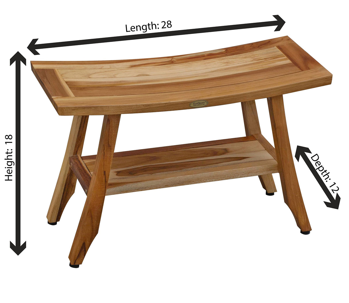 EcoDecors, 28 inch, Brown, Teak Shower Bench, Teak Bench Shower, Teak Shower Bench for Inside Shower, Teak Wood Shower Bench EcoDecors