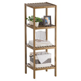 SMIBUY Bathroom Storage Shelf, 4-Tier Bamboo Rack Organizer, Multifunctional Shelving Unit for Living Room Bedroom Kitchen (Walnut) SMIBUY