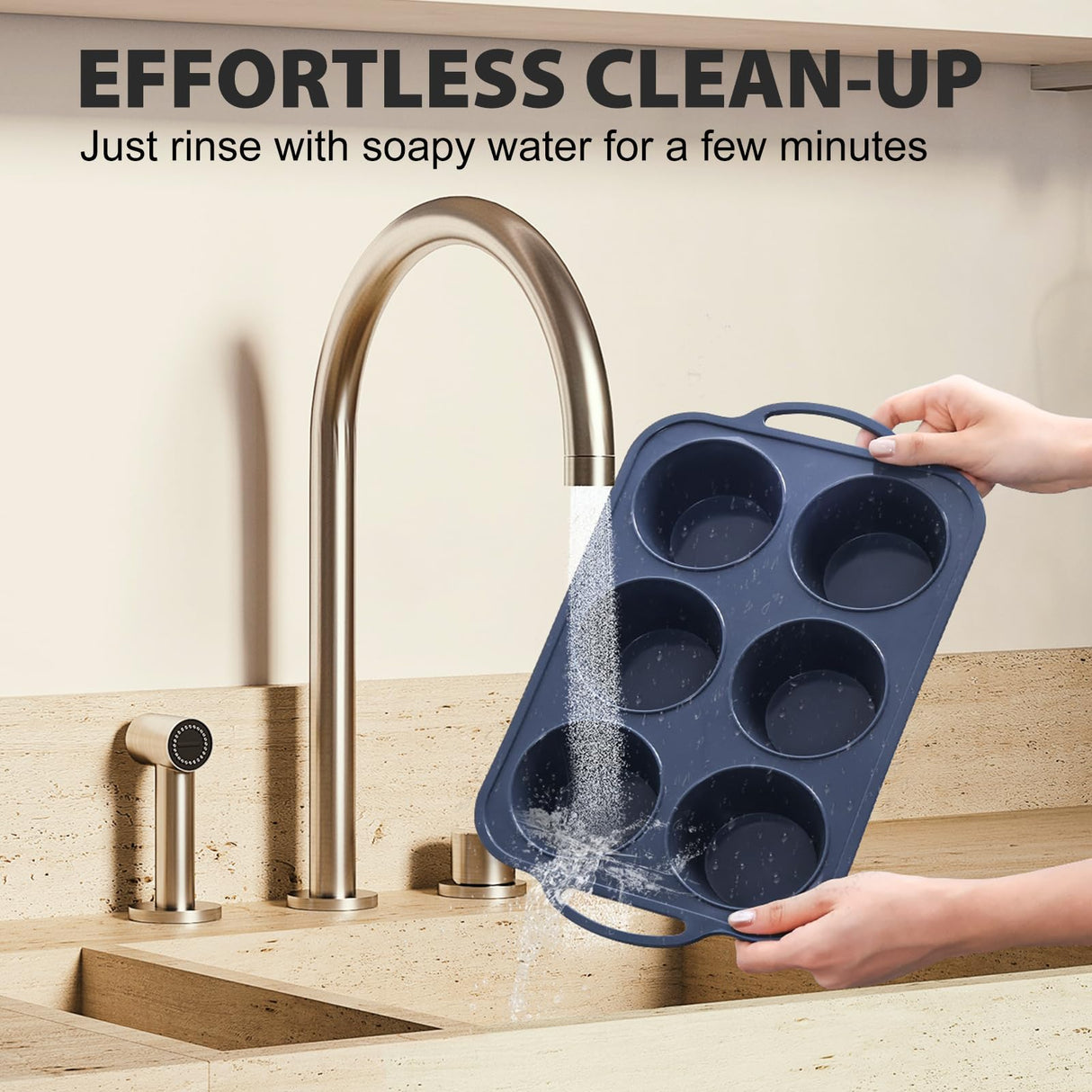 Vnray Jumbo Silicone Muffin Pan with Metal Frame, Non Stick Silicone Cupcake Pan with Handles 6 Cup, BPA Free Silicon Muffin Tin Tray Extra Large for baking, egg bites, Cupcake Mold Grey Vnray