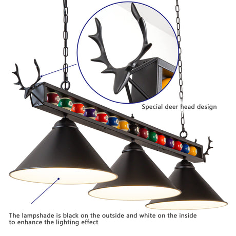 LuoliiTa Pool Table Light, 58" Billiard Light for 7' 8' 9' Pool Table, Hanging Billiards Light for Billiard Room, Game Room, Restaurant, Coffee Shop LuoliiTa