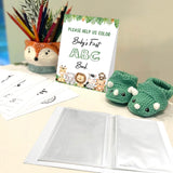 Baby's First ABC Book Baby Shower Activity Keepsake Game, Safari Jungle ABC Coloring Baby Shower Guest Book, Baby's First Alphabet Coloring Book, Alphabet A to Z Coloring Pages hongpar