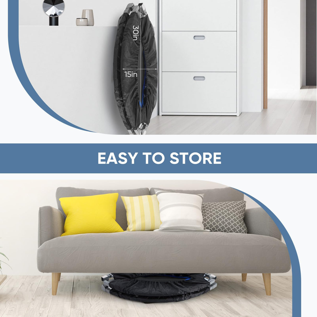 DUMOS 40" Rebounder Trampoline for Adults with Handle, Exercise Trampoline Foldable Indoor Mini Rebounders with Adjustable Bar for Workout Fitness Max Load 330lbs DUMOS