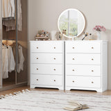 HOUSUIT White Dresser, 4 Drawer Dressers Chest of Drawers, Modern Tall Dresser, Wood Drawer Chest Storage Cabinet for Living Room, Hallway, Entryway, Home Office, Ivory White HOUSUIT