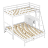 YOPTO White Twin over Full Bunk Bed with Built-in Desk and Storage Drawers, Convertible L-Shaped Design for Kids and Teens YOPTO