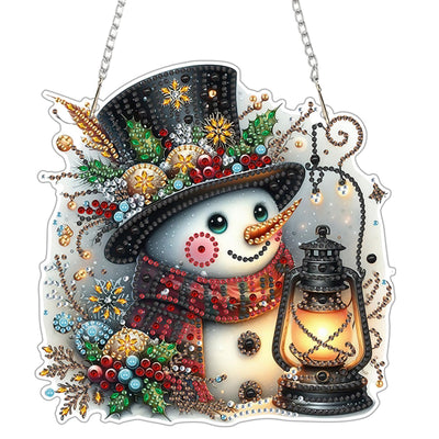WUDWL Decor for Home Diamonds Art kit Hanging Decorations, Christmas Snowman Suncatchers Diamonds Painting Kit for Adult Gift DIY 5D Diamonds Dots, Special Crystal Diamond 8x8 inch