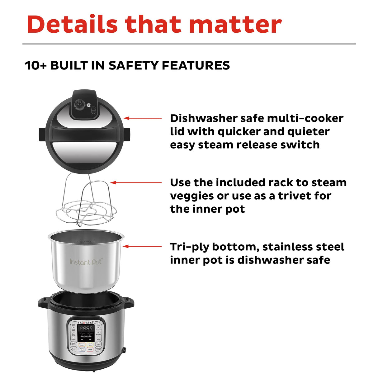 Instant Pot Duo 7-in-1 Electric Pressure Cooker, Slow Cooker, Rice Cooker, Steamer, Sauté, Yogurt Maker, Warmer & Sterilizer, Includes App With Over 800 Recipes, Stainless Steel, 6 Quart Instant Pot
