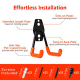Garage Hooks, 12 Pack Wall Storage Hanger with 2 Extension Cord Straps, Heavy Duty Tool Holder for Utilities Organization, Wall Mount Rack for Garden Lawn Tools, Ladders, Bike, Ski (Orange) SMARTOLOGY