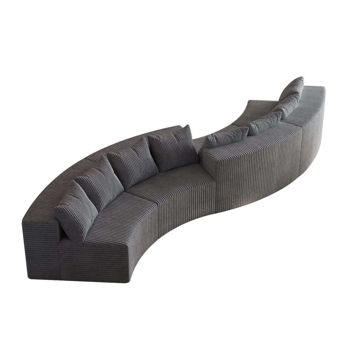 KEIKI Corduroy Curved Sectional Sofa, 4 Seater Symmetrical Modular Semi Circular Couch, Deep Seat Tufted Corner Sofa for Living Room, Lobby, Gray KEIKI