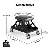 Vyper Low Pro Garage Stool with Removable Seat for Mechanics, Automotive, DIY - 400 lb Capacity Shop Chair, Rolling Shop Stool (Black Seat, Blue Frame) Vyper Industrial