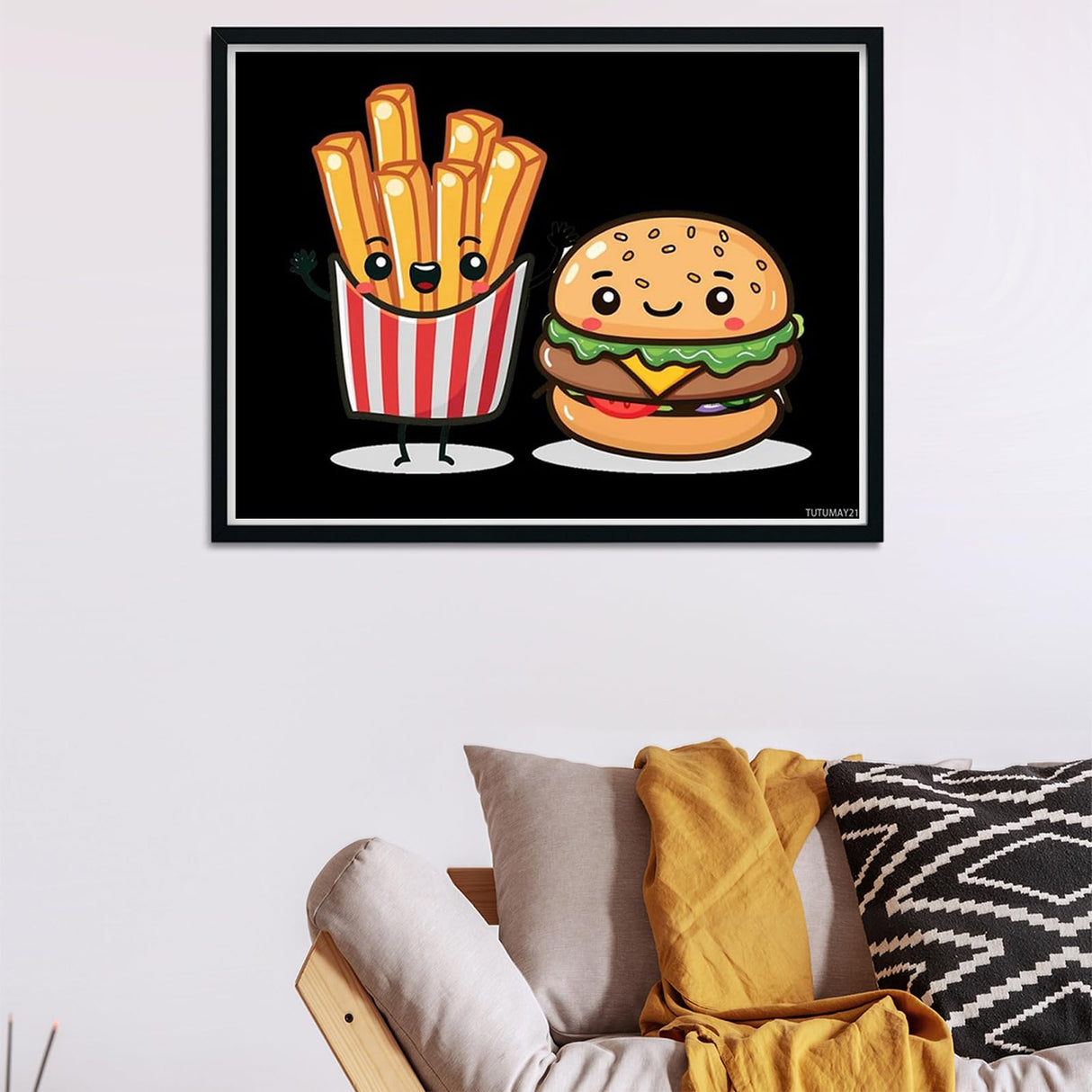 TUTUMAY21 Hamburger Burger Fast Food French Fries Diamond Painting Kits for Adults Full Round Drill Diamond Art Picture for Wall Home Decor 12x16inch TUTUMAY21