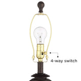 Franklin Iron Works Horace Rustic Farmhouse Table Lamps 25.25" High Full Size Set of 2 with Nightlight Miner Lantern Brown Oatmeal Tapered Drum Shade for Living Room Bedroom House Bedside Nightstand Franklin Iron Works