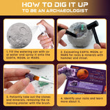 PIBEX Gemstone Dig Kit, Dig up 15 Rocks & Minerals from Earth Moon Mars, Solar System Planets Geology Science Set, Space Rock Mining Toys for Kids, STEM Gift for Boys & Girls Age 6-8-12 PIBEX