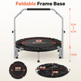 BCAN 40/48" Foldable Mini Trampoline Max Load 330lbs/440lbs, Fitness Rebounder with Adjustable Foam Handle, Exercise Trampoline for Adults Indoor/Garden Workout, Black BCAN