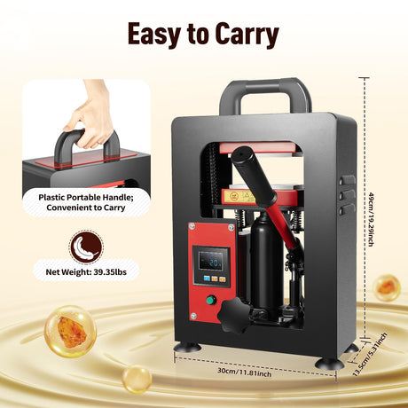 Dodoam 5 Ton Hydraulic Heat Press Machine,110V 900W Dual Plates Heating Presser 2.4 * 4.7 Inch Heat Press Plates Digital Display,with Digital Timer,for PU Pressing Oil Printing Textiles Dodoam