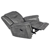 Coaster Home Furnishings - Conrad - Leatherette Upholstered Glider Recliner Chair with Overstuffed Arms, Pocket Coil Seating, and Ergonomic Lever - Living Room - 33-Inch - Gray - 650356 Coaster Fine Furniture