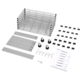 Homdox 6-Tier Storage Shelf Wire Shelving Unit Free Standing Rack Organization with Caster Wheels, Stainless Side Hooks, Silver Gray Homdox