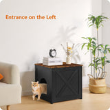 DWANTON Cat Litter Box Furniture Hidden, Cat Litter Box Enclosure, Reversible Entrance Can Be on Left or Right Side, Indoor Cabinet, Wooden Washroom, Nightstand, Black and Rustic Brown, 23.6" L Dwanton