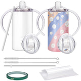 Vermida 12oz Stainless Steel Sippy Cups for Toddlers with Handles, Spill Proof Double Wall Vacuum Insulated Sippy Cups, Sublimation Blank Cups for School, Outdoor, 2 Pack White Vermida