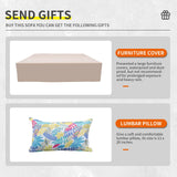 Lviden 7 Pieces Outdoor PE Wicker Furniture Set Patio Rattan Sectional conversation sofa set with Khaki Cushions and Glass Top Table Lviden