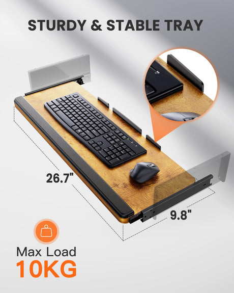 ErGear Large Electric Standing Desk with Keyboard Tray, 63x28 Inches Large Adjustable Height Sit Stand Up Desk, Home Office Desk Computer Workstation, Vintage Brown ErGear