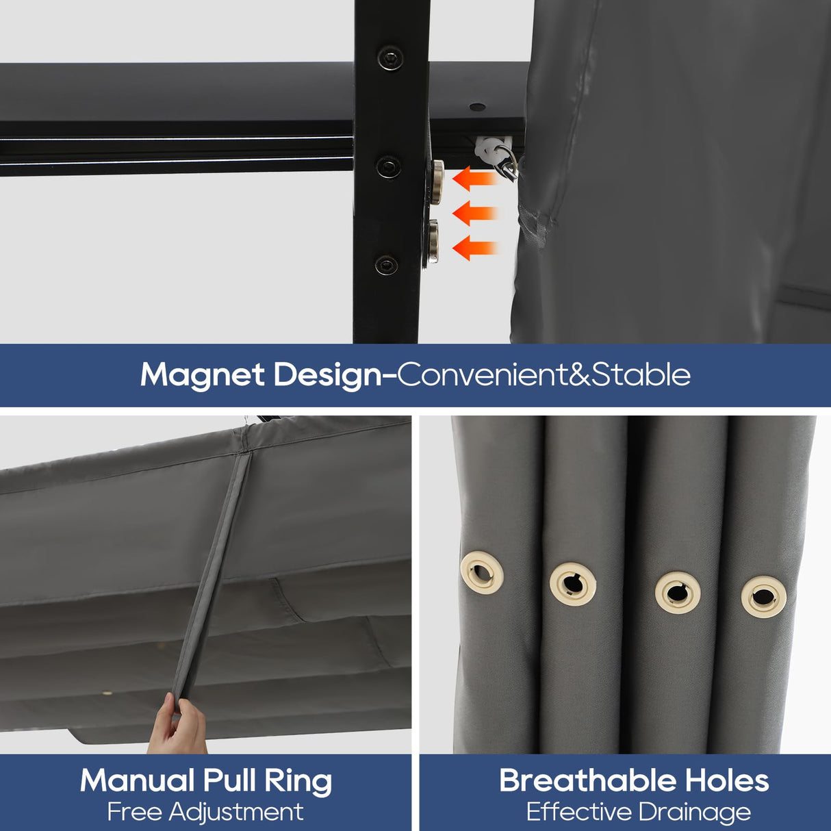 ONLYCTR 10'X10' Outdoor Retractable Pergola, Aluminum Outdoor Pergola with Retractable Sun Shade Canopy, Heavy Duty Pergolas Shelter Pergola for Garden, Porch, Poolside, Backyard BBQ ONLYCTR