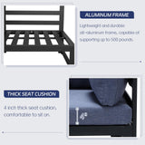 BULEXYARD 8 Seat Minimalist Aluminum Patio Sectional Seating with Fire Pit, 500 lbs Heavy Duty Outdoor Furniture Set, 29" Deep Wide Oversized Seating U Shaped Conversation Couch for Garden, Denim Blue BULEXYARD