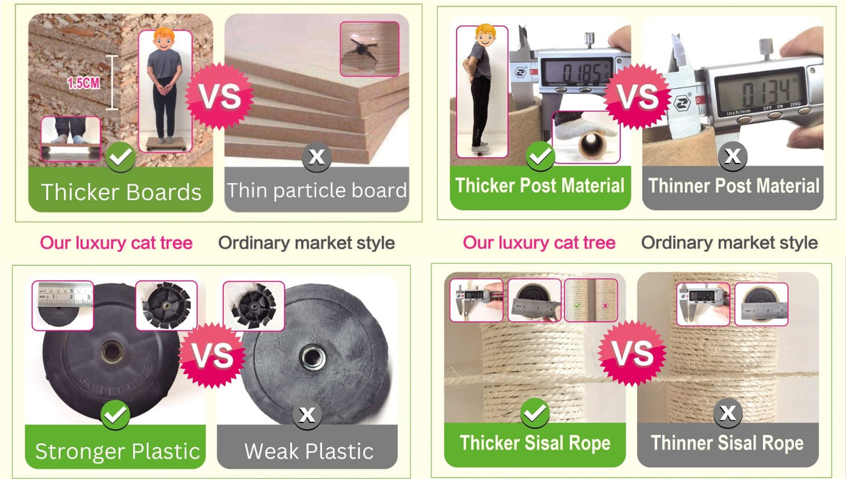 Go Pet Club Classic Cat Tree, Faux Fur Finish, Sisal Rope Scratcher, 62"H, Beige Go Pet Club