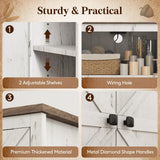 Lifewit Farmhouse End Table with Charging Station and USB Ports, 24" Large Tabletop Side Table with Double Barn Doors, Wood Square Nightstand for Living Room, Office, Bedroom, Rustic White Lifewit