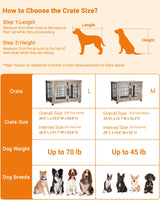 Dog Crate Furniture with Cushion, Large Wooden Dog Kennel Indoor with Double Doors, Dog Cage with Wheels, Dog House Side End Table for Large Medium Dogs up to 70 lb, 38.5” L, Grey YaFiti